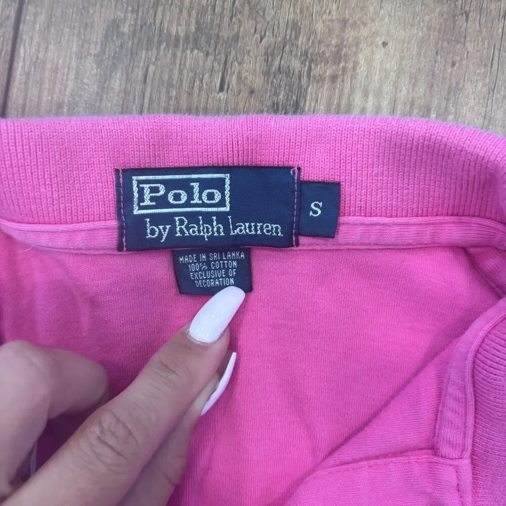 VINTAGE Polo Ralph Lauren Shirt Adult Small Pink 100% Cotton Jersey Pony Golf